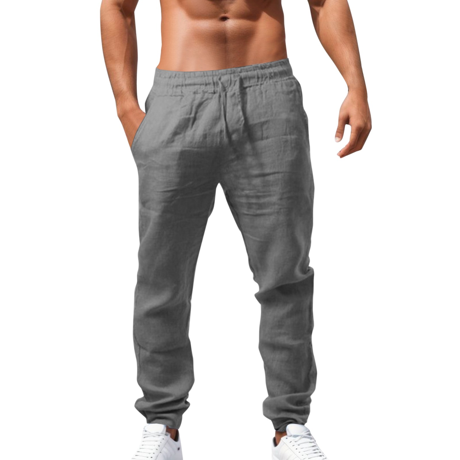 Pantalones casuales de poliéster con cintura elástica para hombre - Transpirables, corte holgado - Verano/Día a día - Tallas S-XXXXXL